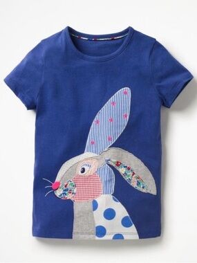 Mini Boden Bunny Appliqué Shirt Sz 7-8